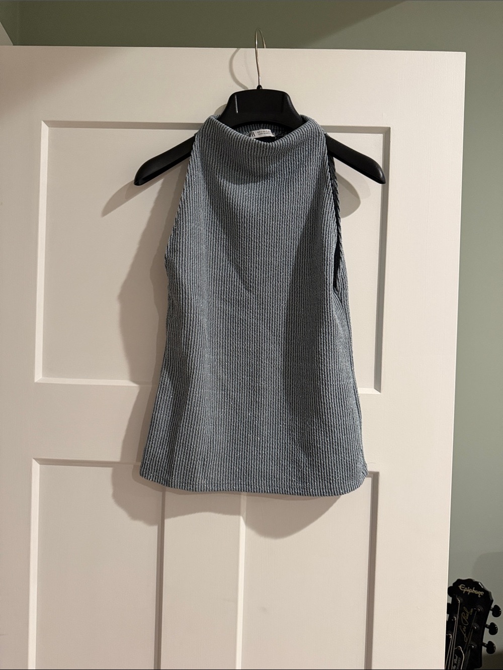 Zara Ribbed Halter Camisole - Heather Blue